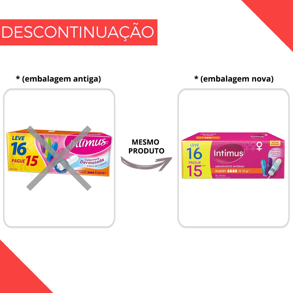 Absorvente Interno Intimus Super 16 Unidades Com Preço Baixo Poupafarma 6615