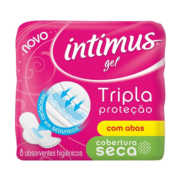 Absorvente Intimus Gel Tripla Proteção Cobertura Seca Abas 8 Unidades Poupafarma 1193