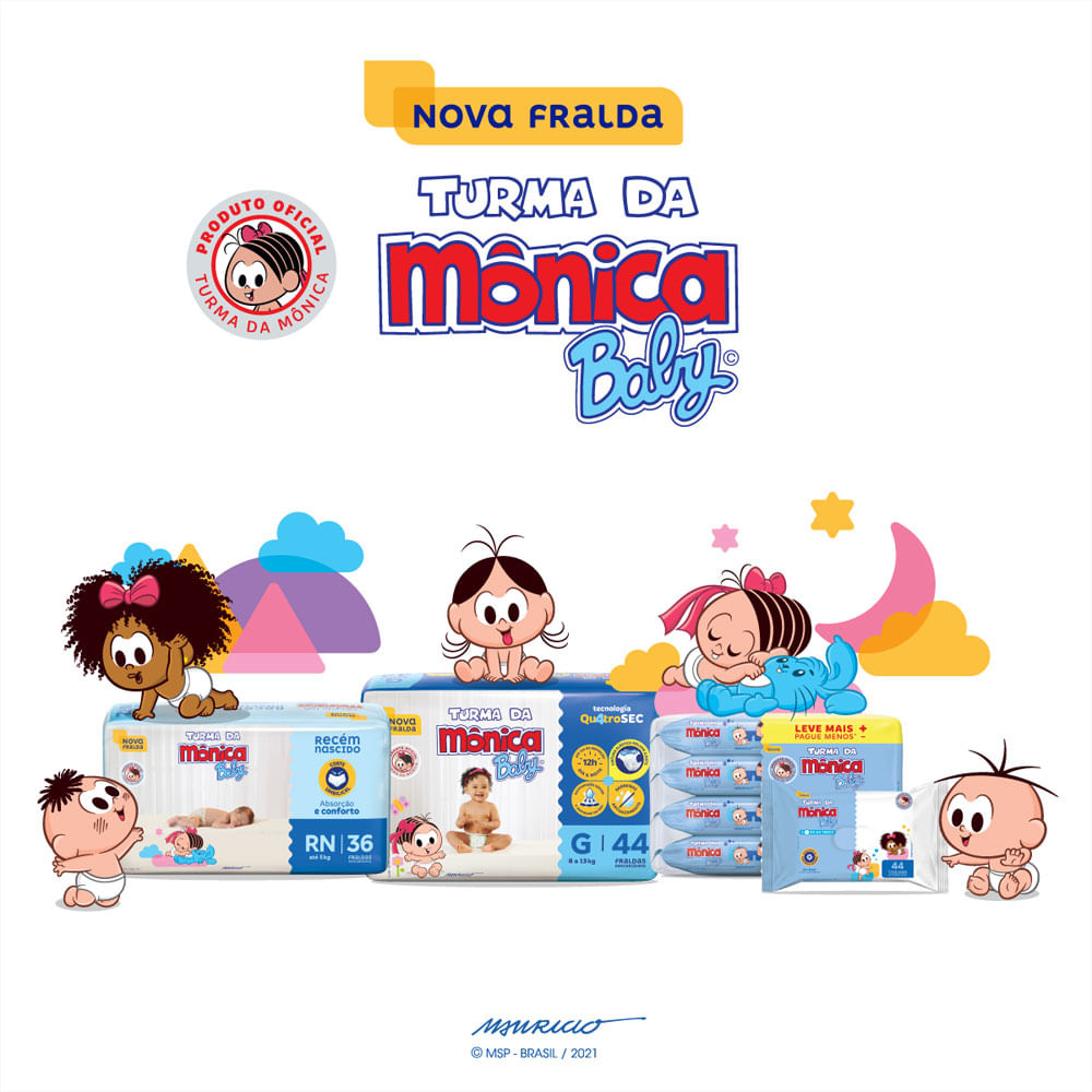 Home  Novas fraldas Turma da Mônica Baby. O melhor para o seu bebê.